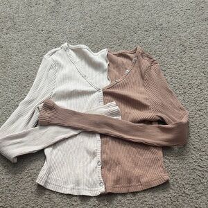 Elegant Two-Tone Long Sleeve Top